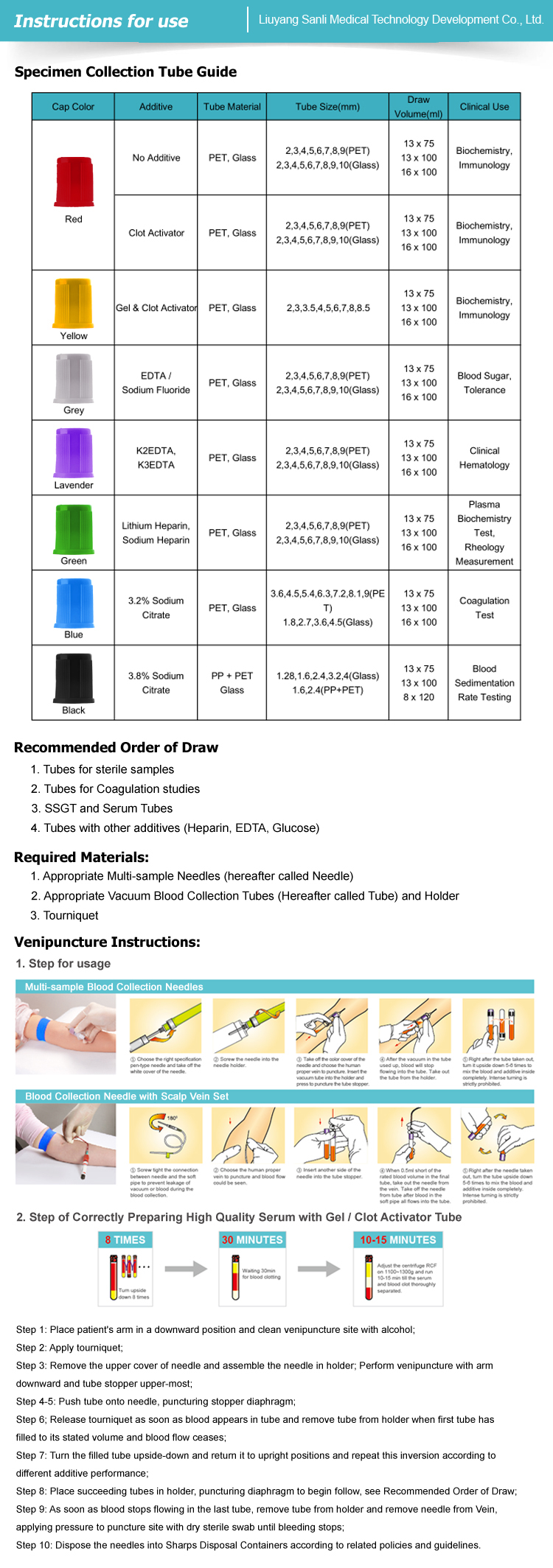 SANLI Blood Collection Tube Guide